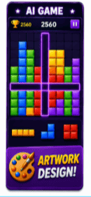 Colorful block puzzle game interface design.