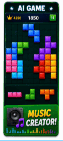 Colorful block puzzle game with music creator.