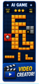 Puzzle game interface with blocks and stars.