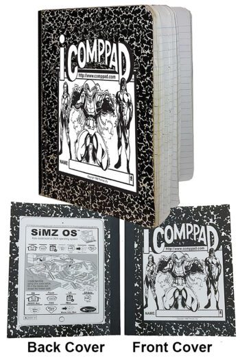 A black and white picture of the cover of compaid