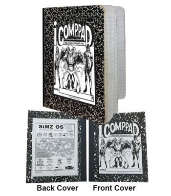 A black and white image of the front cover of compaid.