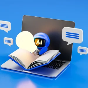 AI concept with book and laptop