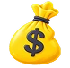 Yellow money bag with dollar sign.