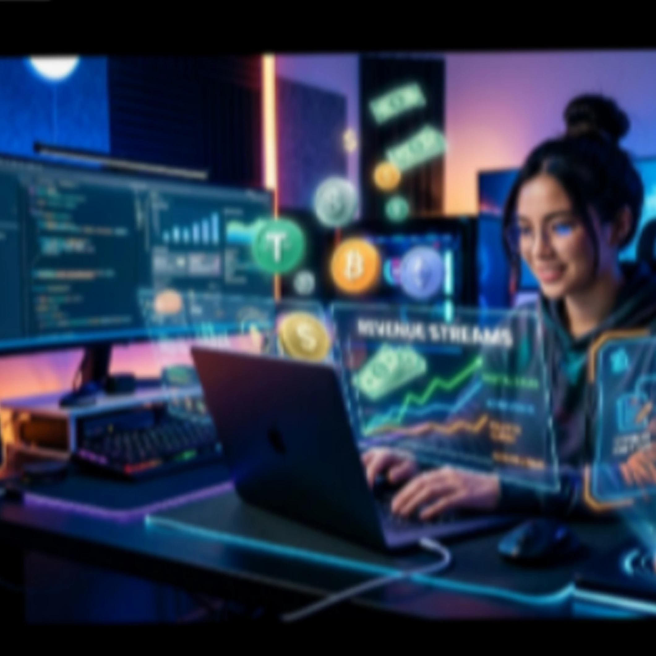Person working with futuristic digital interface.